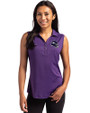 Minnesota Vikings NFL Helmet Cutter & Buck Forge Eco Stretch Recycled Womens Sleeveless Polo Dark College Purple Heather Front