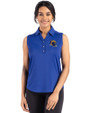 Los Angeles Rams NFL Helmet Cutter & Buck Forge Eco Stretch Recycled Womens Sleeveless Polo Tour Blue Front