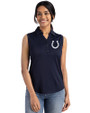 Indianapolis Colts Mono Cutter & Buck Forge Eco Stretch Recycled Womens Sleeveless Polo Navy Blue Front
