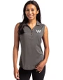 Washington Commanders Mono Cutter & Buck Forge Eco Stretch Recycled Womens Sleeveless Polo Dark Black Heather Front