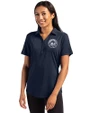 New York Mets Mono Cutter & Buck Forge Eco Stretch Recycled Womens Short Sleeve Polo Navy Blue Front