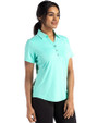 Toronto Blue Jays Mono Cutter & Buck Forge Eco Stretch Recycled Womens Short Sleeve Polo Fresh Mint Heather Side