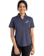 Los Angeles Dodgers Mono Cutter & Buck Forge Eco Stretch Recycled Womens Short Sleeve Polo Dark Navy Blue Heather Front