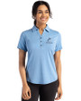 Miami Marlins Mono Cutter & Buck Forge Eco Stretch Recycled Womens Short Sleeve Polo Dark Atlas Heather Front