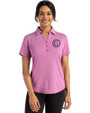 Chicago Cubs Mono Cutter & Buck Forge Eco Stretch Recycled Womens Short Sleeve Polo Gelato Heather Front