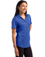 Atlanta Braves Cutter & Buck Forge Eco Stretch Recycled Womens Short Sleeve Polo Tour Blue Side
