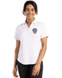 Milwaukee Brewers Stars & Stripes Cutter & Buck Forge Eco Stretch Recycled Womens Short Sleeve Polo White Front