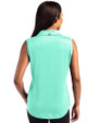Toronto Blue Jays Mono Cutter & Buck Forge Eco Stretch Recycled Womens Sleeveless Polo Fresh Mint Heather Back