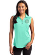 Chicago Cubs Mono Cutter & Buck Forge Eco Stretch Recycled Womens Sleeveless Polo Fresh Mint Heather Front