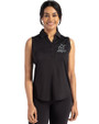 Miami Marlins Mono Cutter & Buck Forge Eco Stretch Recycled Womens Sleeveless Polo Black Front