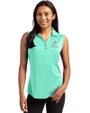 Miami Marlins Monochromatic Cutter & Buck Forge Recycled Four-Way Stretch Womens Sleeveless Polo Fresh Mint Heather Front