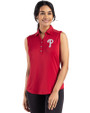 Philadelphia Phillies Cutter & Buck Forge Eco Stretch Recycled Womens Sleeveless Polo Cardinal Red Front