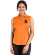 Detroit Tigers Cutter & Buck Forge Eco Stretch Recycled Womens Sleeveless Polo Orange Burst Front