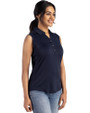 Atlanta Braves Cooperstown Cutter & Buck Forge Eco Stretch Recycled Womens Sleeveless Polo Navy Blue Side