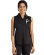Pittsburgh Pirates Mono Cutter & Buck Forge Eco Stretch Recycled Womens Sleeveless Polo Black Front