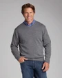 Cutter & Buck Douglas Mens Big and Tall V-neck Mid Grey Heather (VMBK12) Front