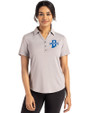 Indiana State Sycamores Cutter & Buck Forge Eco Stretch Recycled Womens Short Sleeve Polo Polished Medium Gray Front