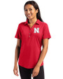 Nebraska Cornhuskers Cutter & Buck Forge Eco Stretch Recycled Womens Short Sleeve Polo Cardinal Red Front
