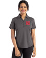 Nebraska Cornhuskers Cutter & Buck Forge Eco Stretch Recycled Womens Short Sleeve Polo Dark Black Heather Front