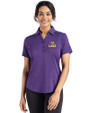 LSU Tigers Cutter & Buck Forge Eco Stretch Recycled Womens Short Sleeve Polo Dark College Purple Heather Front
