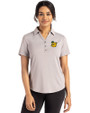 Baylor Sailor Bear College Vault Cutter & Buck Forge Eco Stretch Recycled Womens Short Sleeve Polo Polished Medium Gray Front