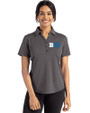 BIG 10 Conference Cutter & Buck Forge Eco Stretch Recycled Womens Short Sleeve Polo Dark Black Heather Front