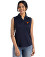 Texas Longhorns Cutter & Buck Forge Eco Stretch Recycled Womens Sleeveless Polo Navy Blue Front