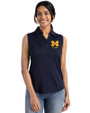 Michigan Wolverines Alumni Cutter & Buck Forge Eco Stretch Recycled Womens Sleeveless Polo Navy Blue Front