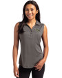 UCF Knights Cutter & Buck Forge Eco Stretch Recycled Womens Sleeveless Polo Dark Black Heather Front