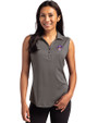 East Carolina (ECU) Pirates College Vault Cutter & Buck Forge Eco Stretch Recycled Womens Sleeveless Polo Dark Black Heather Front