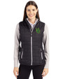 Oregon Ducks- Cutter & Buck Rainier PrimaLoft® Womens Eco Insulated Full Zip Puffer Vest Black Front