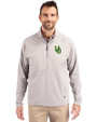 Oregon Ducks- Cutter & Buck Adapt Eco Knit Hybrid Recycled Mens Quarter Zip Polished Medium Gray Front