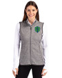 Seattle Sounders FC Cutter & Buck Mainsail Sweater Knit Womens Full Zip Vest Polished Heather Front