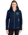 Seattle Sounders FC Cutter & Buck Evoke Softshell Recycled Full Zip Womens Jacket Navy Blue Front