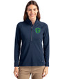 Seattle Sounders FC Cutter & Buck Adapt Recycled Soft Knit Stretch Womens Half Zip Pullover Navy Blue Front