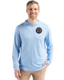 Philadelphia Union Cutter & Buck Coastline Epic Comfort Recycled Mens Hooded Shirt Atlas Light Blue Front