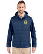 Nashville SC Cutter & Buck Evoke Hybrid Eco Softshell Recycled Full Zip Mens Big & Tall Hooded Jacket Navy Blue Front