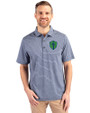 Seattle Sounders FC Cutter & Buck Forge Eco Heather Stripe Stretch Recycled Mens Polo Navy Blue Heather Front