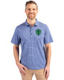Seattle Sounders FC Cutter & Buck Forge Eco Heather Stripe Stretch Recycled Mens Polo Tour Blue Heather Front