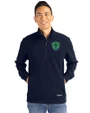 Seattle Sounders FC Cutter & Buck Roam Epic Versatility Recycled Quarter Zip Mens Pullover Navy Blue Front