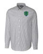 Seattle Sounders FC Cutter & Buck Stretch Oxford Stripe Mens Long Sleeve Dress Shirt Charcoal Mannequin