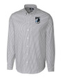 Minnesota United FC Cutter & Buck Stretch Oxford Stripe Mens Long Sleeve Dress Shirt Charcoal Mannequin