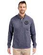 Philadelphia Union Cutter & Buck Adapt Eco Knit Heather Mens Quarter Zip Pullover Navy Blue Heather Front
