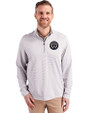 Philadelphia Union Cutter & Buck Virtue Eco Pique Micro Stripe Recycled Mens Quarter Zip Polished/White Front