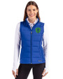 Seattle Sounders FC Cutter & Buck Evoke Hybrid Softshell Recycled Womens Full Zip Vest Tour Blue Front