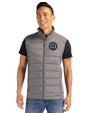 Philadelphia Union Cutter & Buck Evoke Hybrid Softshell Recycled Mens Full Zip Vest Elemental Grey Front