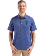 Seattle Sounders FC Cutter & Buck Forge Epic Confidence Fine Line Stripe Stretch Recycled Mens Polo Tour Blue/White Front