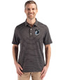 Minnesota United FC Cutter & Buck Forge Epic Confidence Fine Line Stripe Stretch Recycled Mens Polo Black/White Front