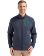 Seattle Sounders FC Cutter & Buck Peshastin Fleece Recycled Mens Full Zip Jacket Navy Blue Heather Front