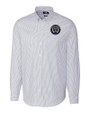 Philadelphia Union Cutter & Buck Stretch Oxford Stripe Mens Big and Tall Long Sleeve Dress Shirt Light Blue Mannequin